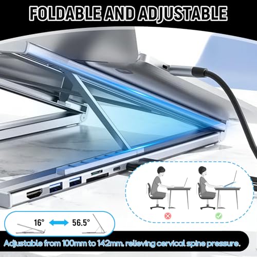 CISSIYOG Soporte para Portátil,con Docking Station USB C 7 en 1,Soporte Laptop,HDMI 4K, 2 USB 3.0, 1 SD, 1 USB C, 100 W PD,Compatible con MacBook Pro/Air, iPad Pro, XPS - imagen 4