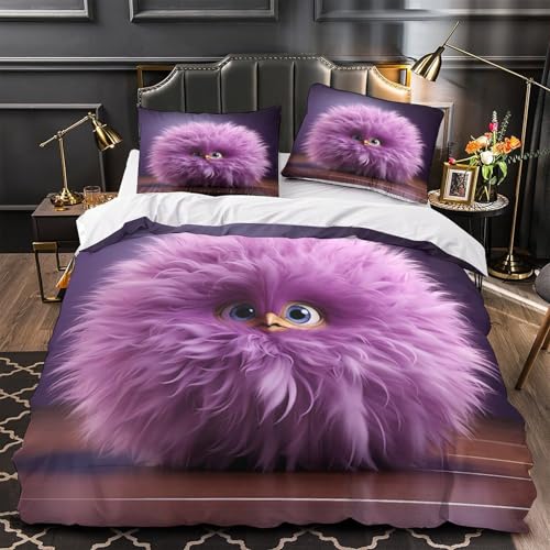 Housse de couette dinosaure violet effet 3D en microfibre résistante - 2