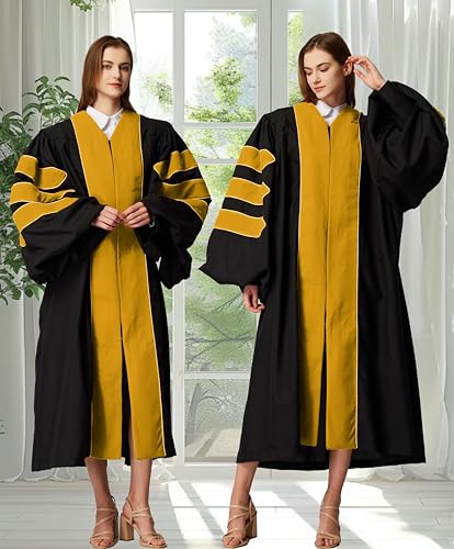 Image of MyGradDay Unisex Deluxe Graduation Doctorate Robe with Gold Piping Available for Customization