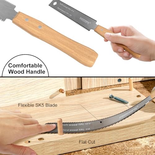 Frocopo Hand Saw Woodworking Tools, 6-Inch Pull Saw, Flexible Double-Edge Blade 17/11 TPI, Japanese Flush Cut for DIY Craft, Non-Slip Wood Handle, Sharp & Lightweight for Woodworking and Garden Trim - 3