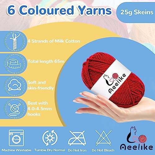Aeelike Crochet Kits for Beginners Adults with Yarn, Children Crochet Starter Kit Include 2-8 mm Ergonomic Metal Crochet Hooks and 2 IN 1 Portable Storage Roll Bag, Crochet Set Kit for Adults Advanced
