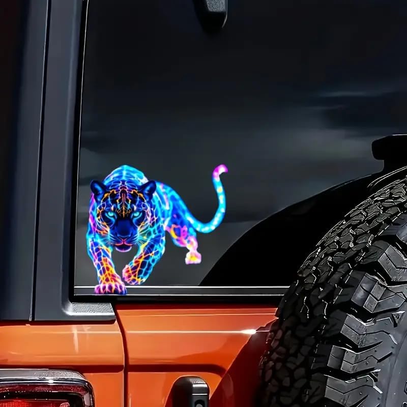 Neon Patterned Leopard PVC Vinyl Car Decals Stickers Waterproof Self-Adhesive Decals for Cars, Laptops, Trucks, Motorcycles Wall Window Luggage Scratch Cover Door Decor Sticker image 3