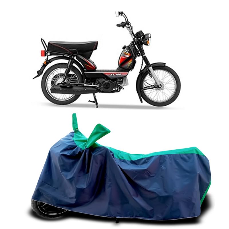 Image of DUFFEL-Two Wheeler Bike Cover Compatible for Tvs XL 100 Comfort Bs6 Heat Protectio /UV-Rays /Birds Dropping /DustProof /Waterproof Indoor Outdoor and Parking Full Protection All Variants [Green Patta]