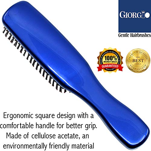 Giorgio Gio1B Blue 7.75 Inch Gentle Touch Detangler Hair Brush For Men Women And Kids. Soft Bristles For Sensitive Scalp. Wet And Dry For All Hair Types. Scalp Massager Brush Stimulate Hair Growth #TOP5