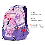 High Sierra Loop Backpack, Travel, or Work Bookbag with tablet sleeve, One Size, Unicorn Clouds/Lavender/White - Image 3