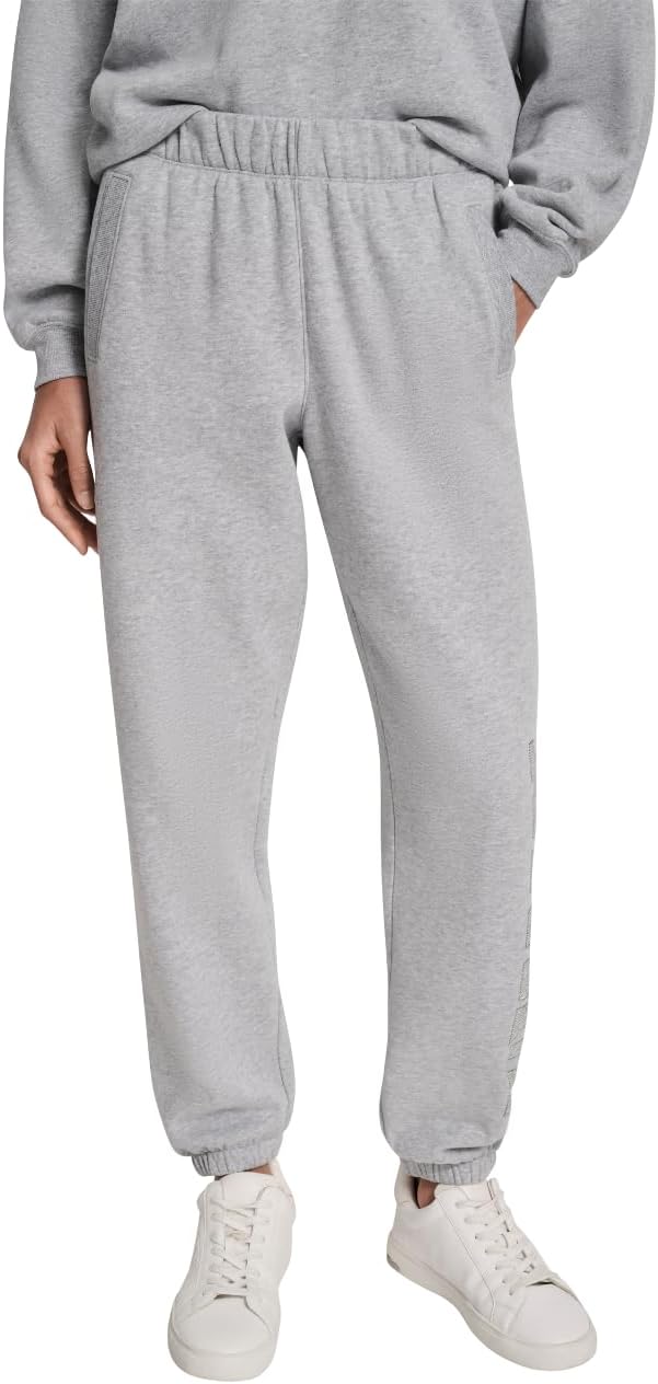 DKNY Women's Exploded Rhinestone Varsity Logo High Rise Relaxed Jogger