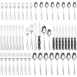 Astercook Silverware Set 48-Piece Flatware with Steak Knives Food-Grade Stainless Steel Cutlery for 8 Mirror Polished Utensils Set Include Spoons and Forks for Home Kitchen Restaurant