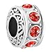 LuckyJewelry Filigree Charm 12 Colors Crystal Birthstone Spacer Round Beads Fit Charms Bracelet (July)