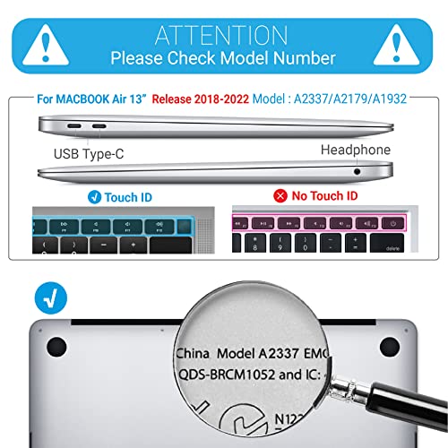 Capa para MacBook Air 13 polegadas da IBENZER 2020 2019 2018 nova versão A1932, capa rígida com tecl