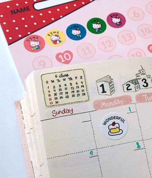 Miniatura 8 de Bandal & Neoul Juego de 3 hojas de cartas de recompensa de Hello Kitty, con calcomanías de alabanza de Hello Kitty de varios colores, adorablemente