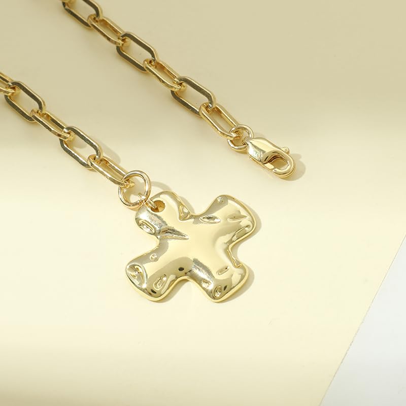 Goohopsun Chunky Cross Necklace for Women Trendy 14K Gold Silver Layered Statement Cross Pendant Charm Necklace Vintage Paperclip Herringbone Snake Choker Chain Costume Jewelry Set Gift Non Tarnish2