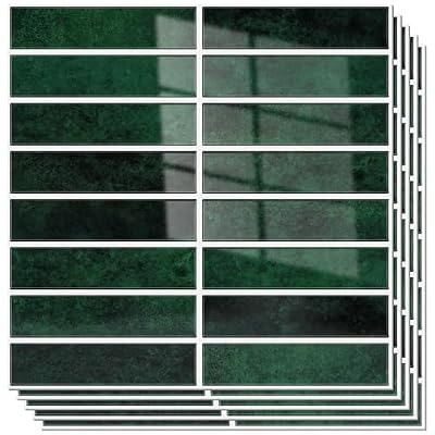 WADILE 3D Peel and Stick Wall Tiles, 12"x12" Aluminum Foil Backing Waterproof Self Adhesive Wall Panels, Upgraded 1.5mm Thick Backsplash Tiles for Kitchen Bathroom DIY Renovation, Green 10 Pack