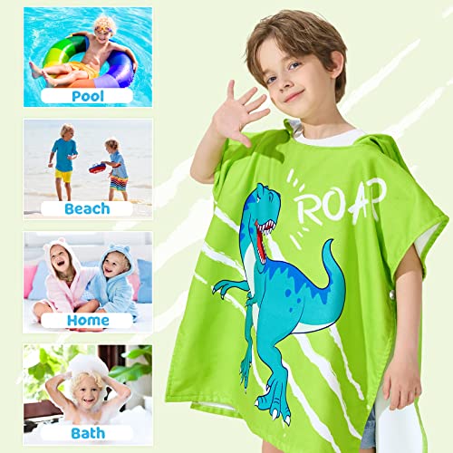 Wernnsai NL-DINOSAUR BATH TOWEL-G001-UK Dinosaur Kids Beach Towel - Hooded Towel Wrap 27 Inch X 27 Inch Kids Hooded Poncho Sand Free Beach Towel For Boys Bath Pool Quick Dry Soft Kids Bath Towel thumb #6