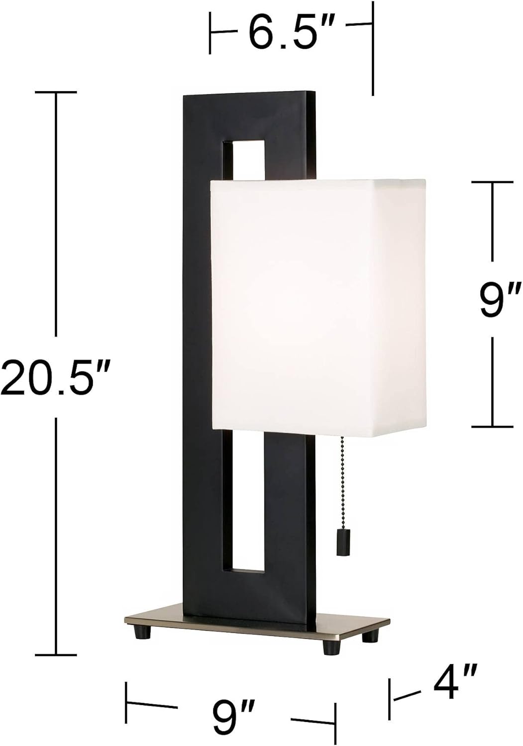 360 Lighting Floating Modern Accent 3-Way Table Lamp 20 1/2" High with Table Top Dimmer Black Metal Open Rectangular Frame White Square Box Shade for Bedroom Living Room House Home Bedside