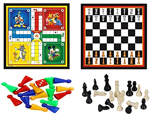 Image of Pro Play Priminum Wooden Carrom Board for Kids & Adults with Coins Striker and Boric Powder (Medium Size 26 * 26 with Ludo Chess)