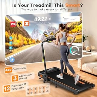 Treadmill, FOUSAE 5 in 1 Foldable 7.5 MPH Treadmill for Home with App Compatible, 12 Programes, Powerful 2.75 HP Brushless Motor Walking Pad with 10% Incline, Magnetic Remote Control Double Operation