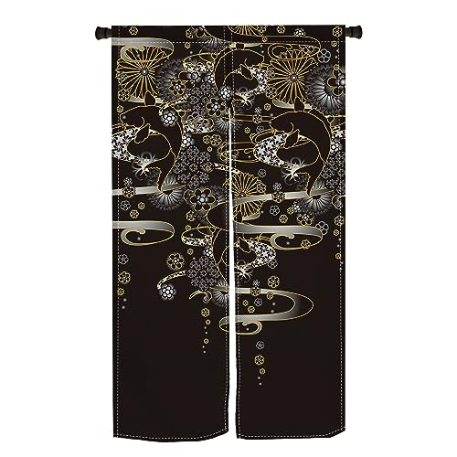 和風 花柄 のれん 黒色　横〜140–丈〜127! 71AzShc6wWL._UF350,350_QL50_.jpg