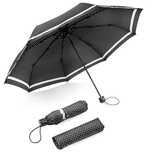 Preisvergleich Produktbild Regenschirm boy ® Taschenschirm, Windsicher&Wasserabweisend, 8 Edelstahl-Rippen windtest bei 140 km / h, 210T Teflon-Beschichtung, Kompakt, Leicht&Stabiler Reise Schirm für Frauen und Männer, Punkt