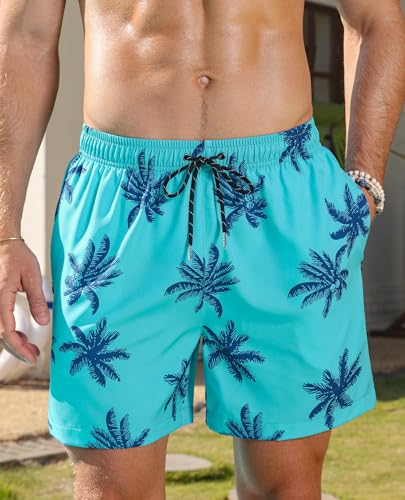 Mens 5inch Swim Trunks: Mesh Liner Quick Dry Stretchy Comfort Soft Drawstring Zipper Pocket Beach Pool4