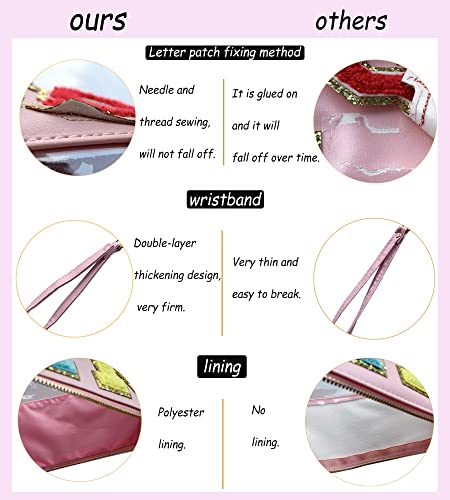 Haibolan Monogram Clear Travel Patch Pouch Stadium Transparent Snack Bag Wristlet Pvc Waterproof Clutch Purse Tote Bag (Snacks-Pink) #TOP2