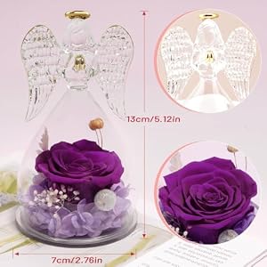 Miofula Preserved Flower Rose Birthday Gifts for Mom, Angel Figurines with Forever Real Rose Gifts for Her Mom Grandma, Angels Gifts for Mothers Day Christmas Anniversary Thanksgiving Birthday Gifts Miofula Preserved Flower Rose Birthday Gifts for Mom Angel Figurines with Forever Real Rose Gifts for Her Mom Grandma Angels Gifts for Mothers Day Christmas Anniversary Thanksgiving Birthday Gifts