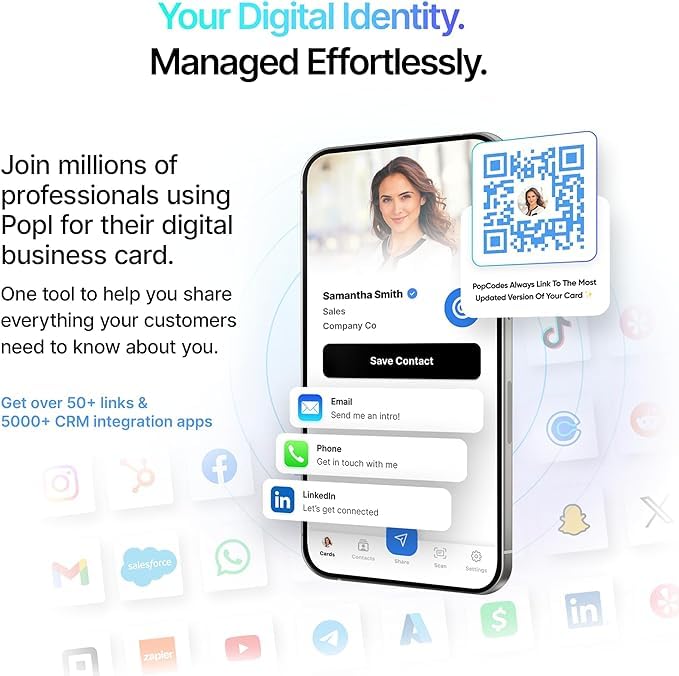 Image of Authentic Patented Popl Card (Avoid Fake Knockoffs) - Smart NFC Networking Card - Simply Tap to Exchange Contact Info, Capture Leads, & Manage Contacts (Gold)