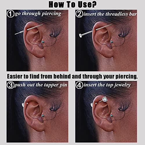 PunkTracker 14g/16g/18g/20g ASTM F136 Titanium Piercing Kit Taper Insertion Pin for Threadless Push In Tragus Helix Lip Nose Helix Piercing Jewelry Cartilage Earrings Labret Studs Nose Stud Stretcher2