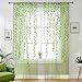 Green Sheer Curtains 108 Inches Long for Living Room, Vine Leaf Patterned Curtains 2 Panels Green Bedroom Curtain Sheers Voile Transparent Window Treatment Drapes for Closet Doorway Nursery Kids