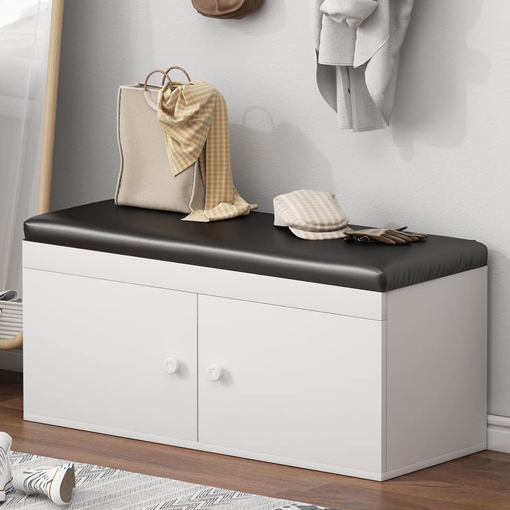 Banc d'entrée pour chaussures avec assise cuir pour sublimer le couloir