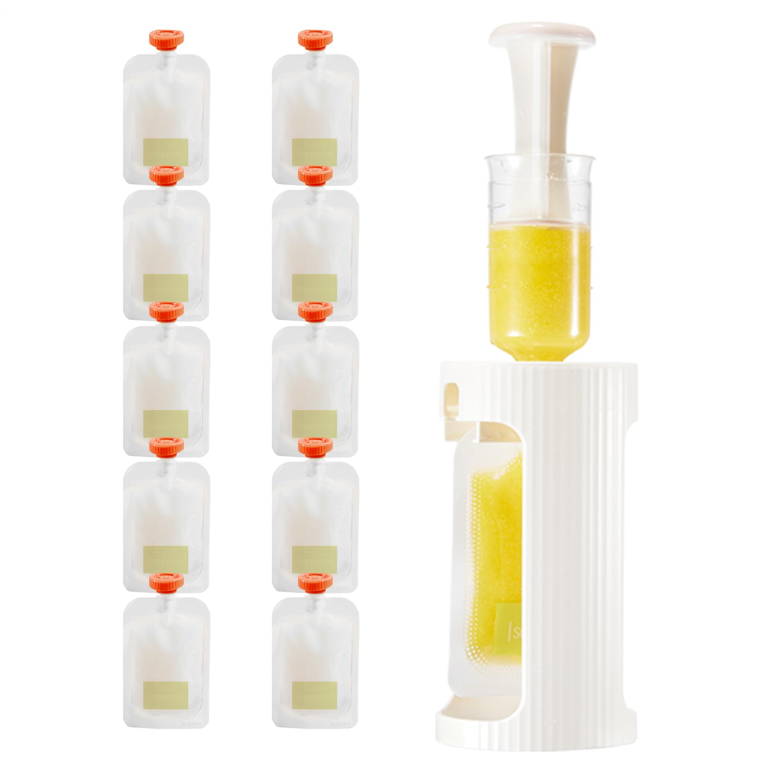 Support de poche pour compote de pommes – Kit alimentaire rechargeable, presse-purée, station de remplissage sans déversement | Préparation d'alimentation pour collations faites maison, stockage de
