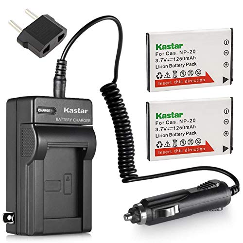 Kastar 2X Battery + Charger for Casio N-P20 & Exilim EX-M1 EX-M2 EX-M20 EX-S1 EX-S2 EX-S3 EX-S20EX-S600 EX-S770 EX-S880 EX-Z3 EX-Z4 EX-Z5 EX-Z6 EX-Z7 EX-Z8 EX-Z11 EX-Z60 EX-Z65 EX-Z70 EX-Z75 EX-Z77