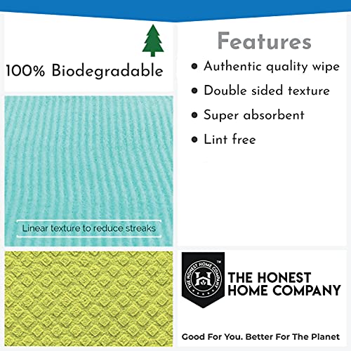 Image of The Honest Home Co. | Sponge Wipes for Kitchen | Large Size | 5 Pieces - Multicolour | 100X Reusable | Lint - Free | Biodegradable