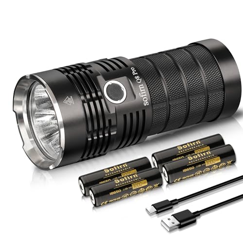 Sofirn Q8 Pro Powerful 11000 Lumen Super Bright Led Torch with USB C Charging User Interface Anduril 2.0 with 4 18650 Batteries and Charge/Discharge Function