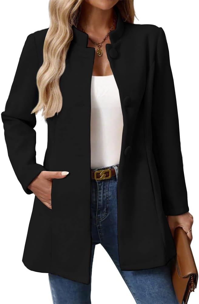 IDEALSANXUN Womens Wool Coat Fall Winter Peacoat Trench Coat Dressy Blazer Suit Jackets