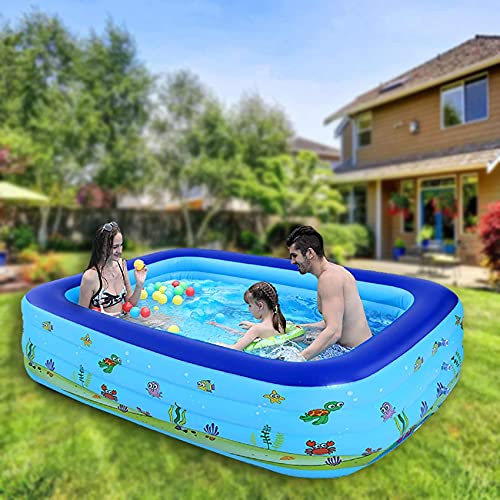 SHWYSHOP Blaues Rechteck Familie Pools in voller Größe Dreischichtiger tragbarer PVC-Swimmingpool Tragbarer…