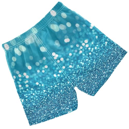 Pigsaly Boys Swim Trunks Light Cyan Aqua Gradient Flashing Glitter Boys Board Shorts Swimsuit Swimwear Summer Bathing Suit S2
