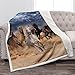 Jekeno Horse Throw Blanket Gifts for Women - Super Soft Cozy Warm Sherpa Blanket for Girls Teens Kids Birthday Gift, Galloping Horses Fleece Bed Blanket for Couch Chair Sofa Office Decorations 50