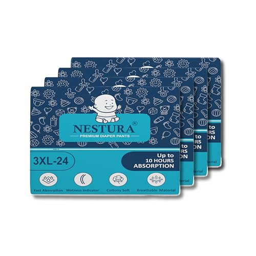 Image of Baby Diapers Pants Triple Xl XXXL size with Wetness Indicator (18-35 kg), Combo Pack of 4 (96 Count)