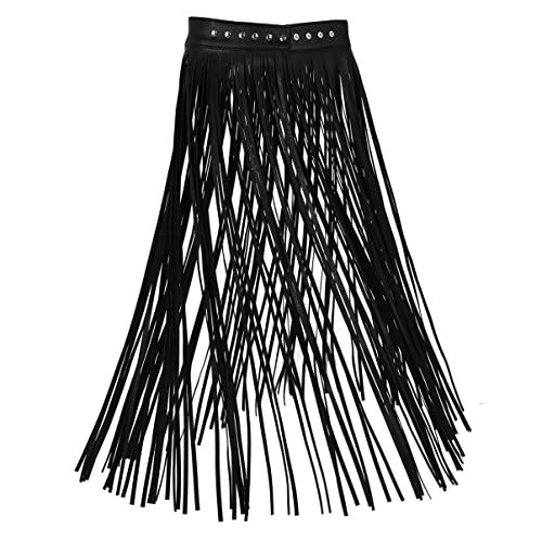 Women's Adjustable Waistband Faux Leather Fringe Dress Belt Gypsy Style Tassel Skirts2