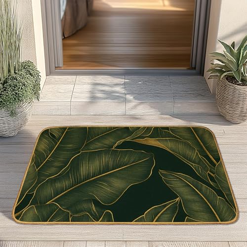 SHGAIL Tropical Palm Leaves Door Mat, Home Entrance Low Profile Welcome Doormat, Indoor Decor for...