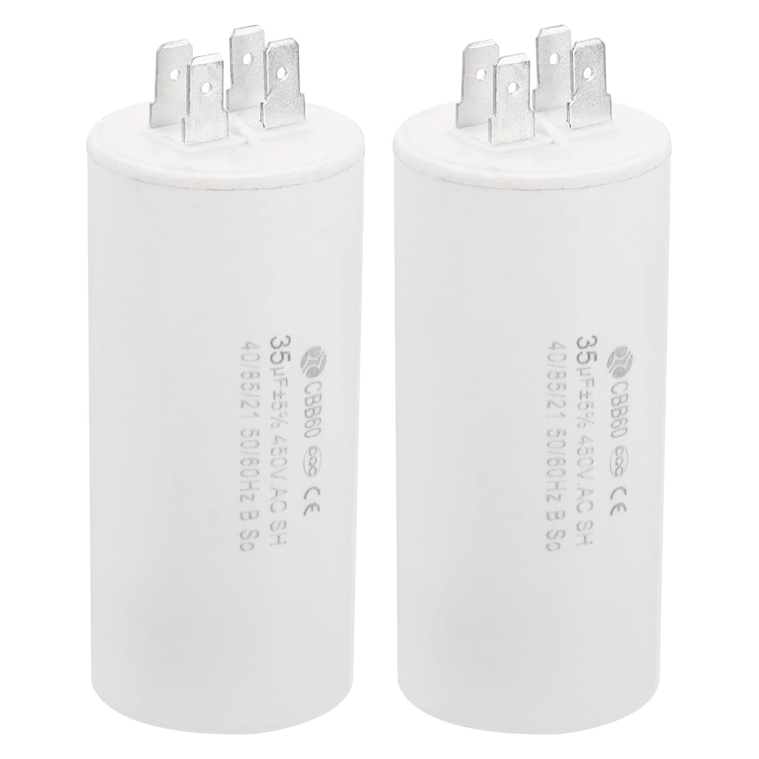 PATIKIL CBB60 35uF Running Capacitor,2Pcs AC 450V 4 pins 50/60Hz Cylinder 1.6 x 3.51inch for Water Pumps, Washing Machines Motor Start