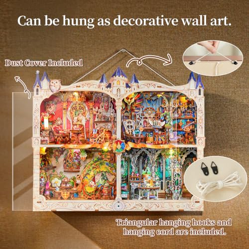 Image of Tonecheer DIY Miniature House Kit, Book Nook Story Frame Kit- Magic College