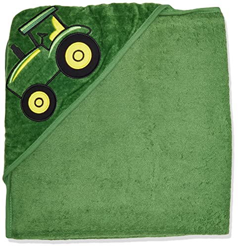 Image of John Deere Baby Boys' Tractor Hooded Towel, Green, One Size