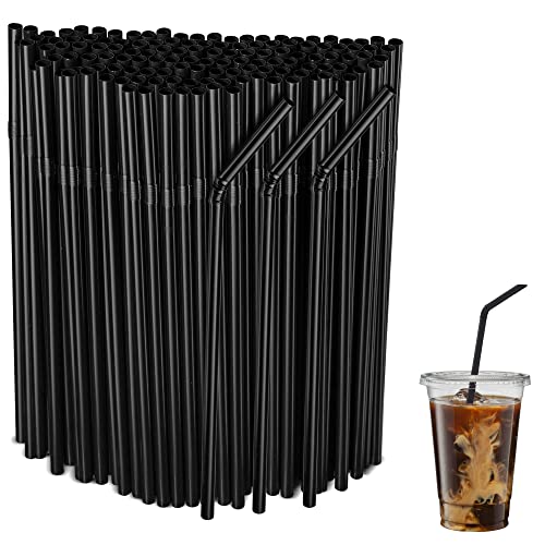 1000 Stück Strohhalme Plastik, Wiederverwendbare Trinkhalme Schwarz, 23cm(Kaliber 7mm) Für Getränke aus Bar, Partys, Zuhause Cover