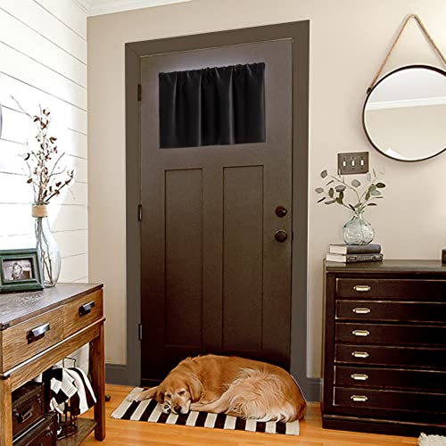 Basement Window Curtains 16 Inch Length,2 Pack/Wide Enough Ruffle Rod Pocket Small Waterproof Blackout Valances For Living Room Modern Decor Bedroom Rv Camper Bathroom Windows,Valance Only,Black #TOP2