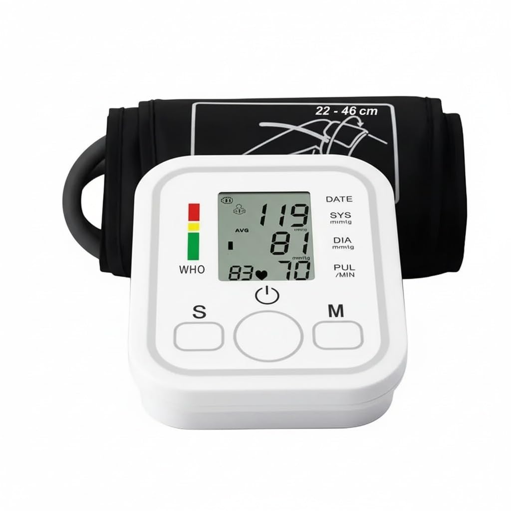 IndoTeam Blood Pressure Monitors Large Cuff Size 22cm to 36cm - Blood Pressure Machine with Cuff for Upper Arm - Heart Rate Hypertension Monitor for Home Use - Blood-Pressure Monitor with LCD Display