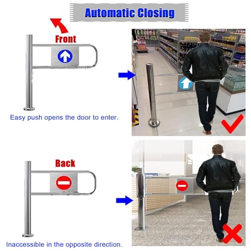 Générique Porte tournante en Acier Inoxydable - Portillon de sécurité unidirectionnel à Double Ressort, entrée/Sortie de supermarché, Demi-portillon pour Un accès sécurisé et contrôlé