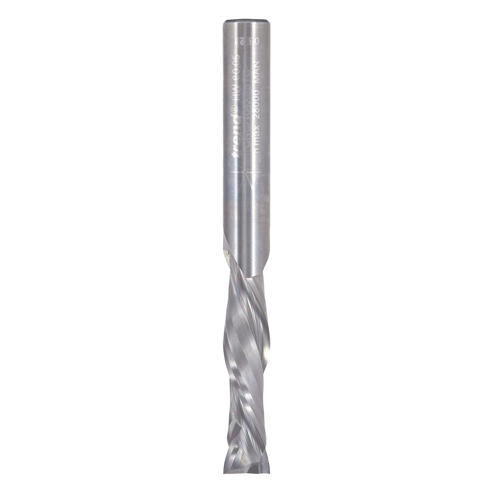 Trend frez spiralny do frezarki CNC z dolnym cięciem, trzpień 8 mm, średnica cięcia 8 mm, długość cięcia 32 mm, dwupiórowy, pełny węglik spiekany, CNC/104X8STC