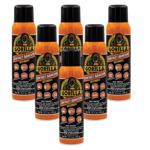 Gorilla Contact Adhesive Ultimate 12.2oz Web Spray Adhesive, White (Bulk Pack of 6)