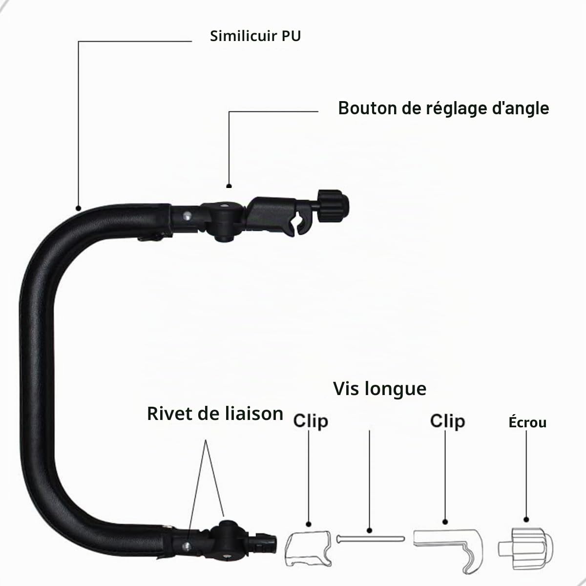 Poignée de poussette compatible avec Cybex Eezy S/S+ Cuir PU